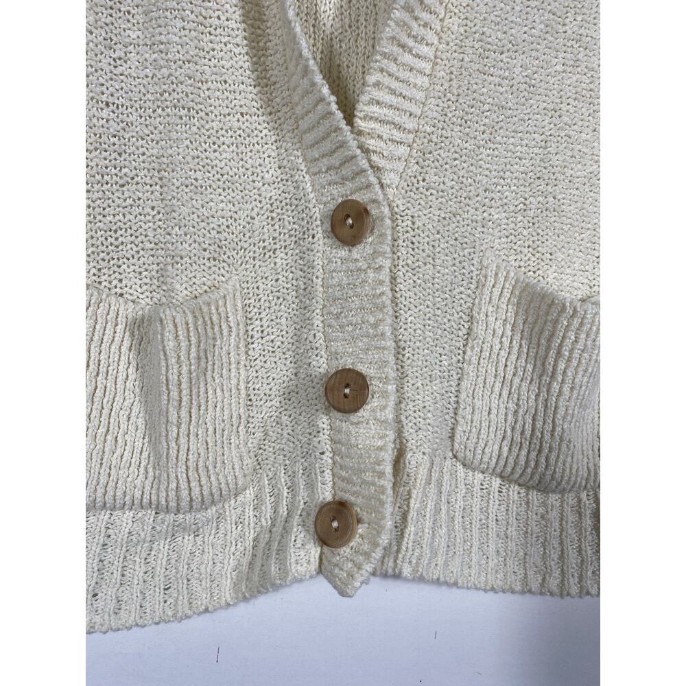 Its Pure Gould Sweater Vest Size Medium Ivory White Button Old Money Coastal VTG - Picture 9 of 12